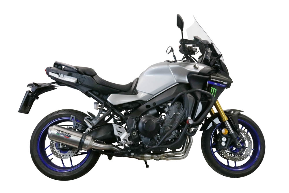 Pot echappement compatible avec Yamaha Tracer 9 2021-2024, Satinox , Homologué et légal, système d'échappement complet avec catalyseur et db killer amovible 