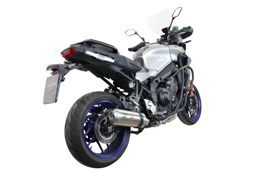 Pot echappement compatible avec Yamaha Tracer 9 2021-2024, Satinox , Homologué et légal, système d'échappement complet avec catalyseur et db killer amovible 