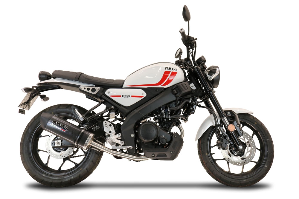 Pot echappement compatible avec Yamaha XSR 125 2021-2025, Furore Evo4 Poppy, Homologué et légal, système d'échappement complet avec catalyseur et db killer amovible 