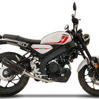 Pot echappement compatible avec Yamaha XSR 125 2021-2025, M3 Black Titanium, Homologué et légal, système d'échappement complet avec catalyseur et db killer amovible 
