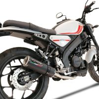 Pot echappement compatible avec Yamaha XSR 125 2021-2025, M3 Black Titanium, Homologué et légal, système d'échappement complet avec catalyseur et db killer amovible 