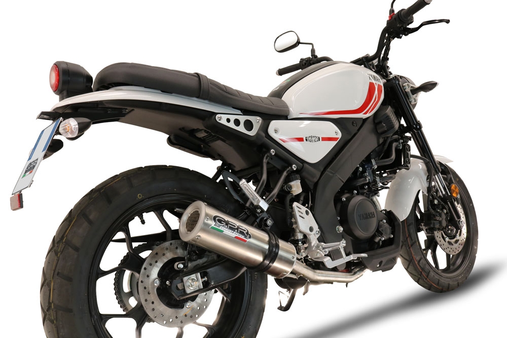 Pot echappement compatible avec Yamaha XSR 125 2021-2025, M3 Inox , Homologué et légal, système d'échappement complet avec catalyseur et db killer amovible 