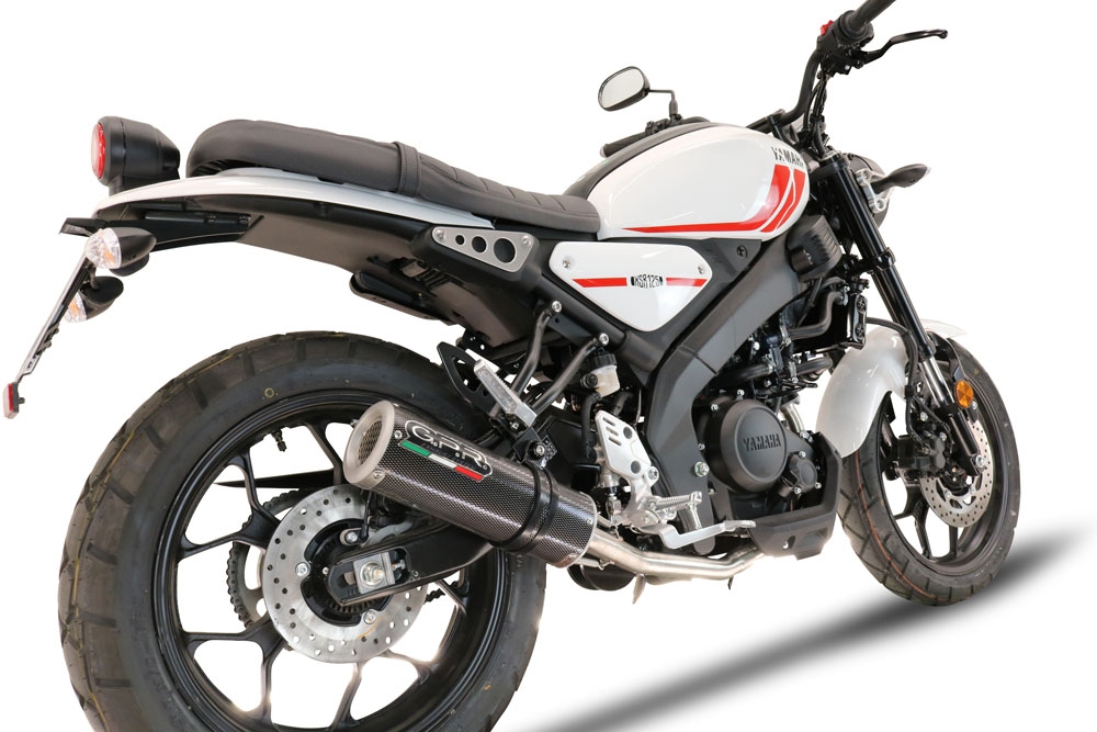 Pot echappement compatible avec Yamaha XSR 125 2021-2025, M3 Poppy , Homologué et légal, système d'échappement complet avec catalyseur et db killer amovible 
