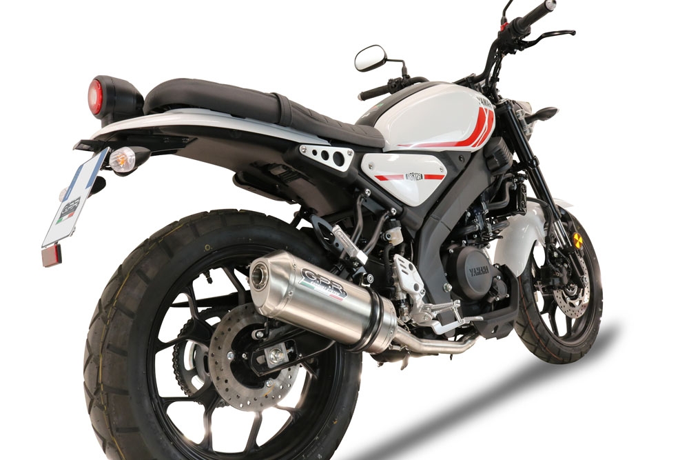 Pot echappement compatible avec Yamaha XSR 125 2021-2025, Satinox , Homologué et légal, système d'échappement complet avec catalyseur et db killer amovible 