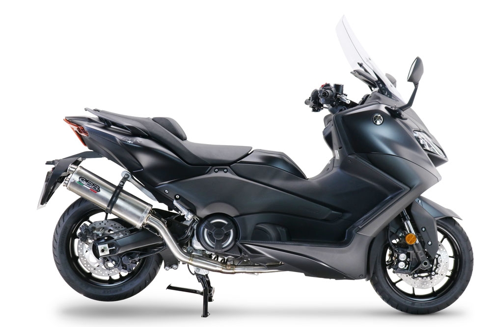 GPR pot echappement compatible avec  Yamaha T-Max 560 2022-2024, Dual Inox, Homologué et légal, système d'échappement complet avec catalyseur et db killer amovible 