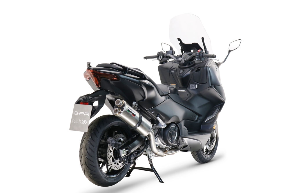 GPR pot echappement compatible avec  Yamaha T-Max 560 2022-2024, Dual Inox, Homologué et légal, système d'échappement complet avec catalyseur et db killer amovible 