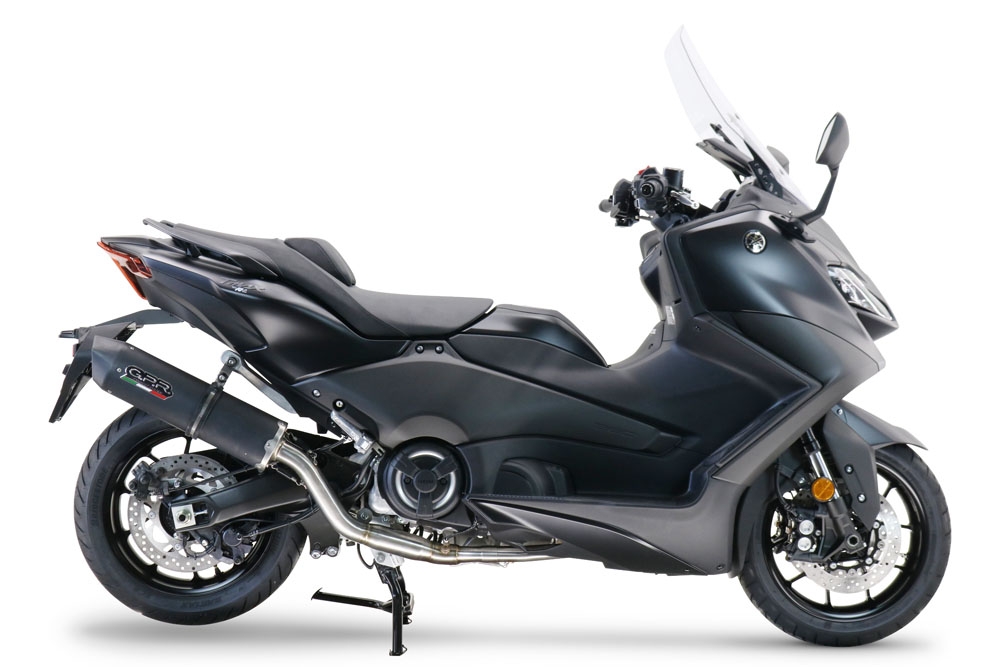 GPR pot echappement compatible avec  Yamaha T-Max 560 2022-2024, Furore Evo4 Nero, Homologué et légal, système d'échappement complet avec catalyseur et db killer amovible 