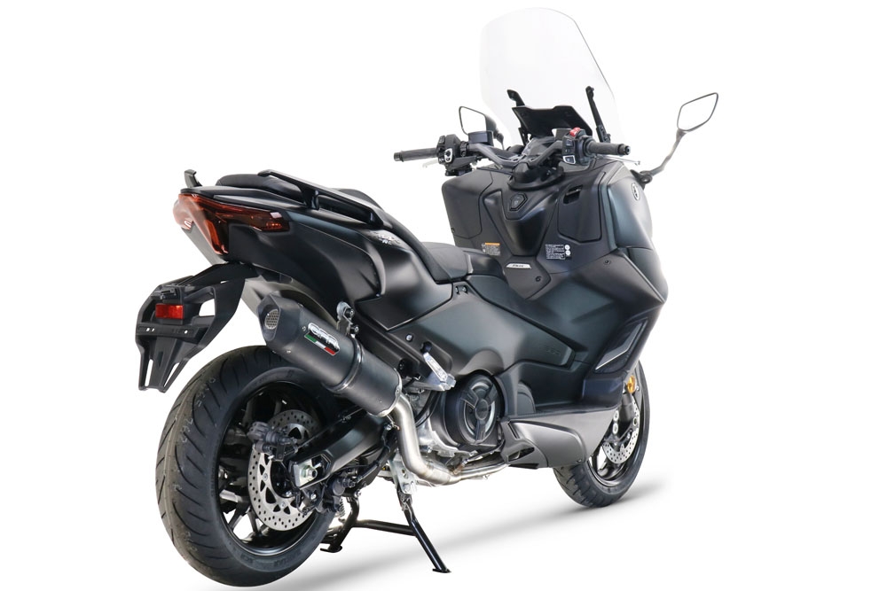 GPR pot echappement compatible avec  Yamaha T-Max 560 2022-2024, Furore Evo4 Nero, Homologué et légal, système d'échappement complet avec catalyseur et db killer amovible 