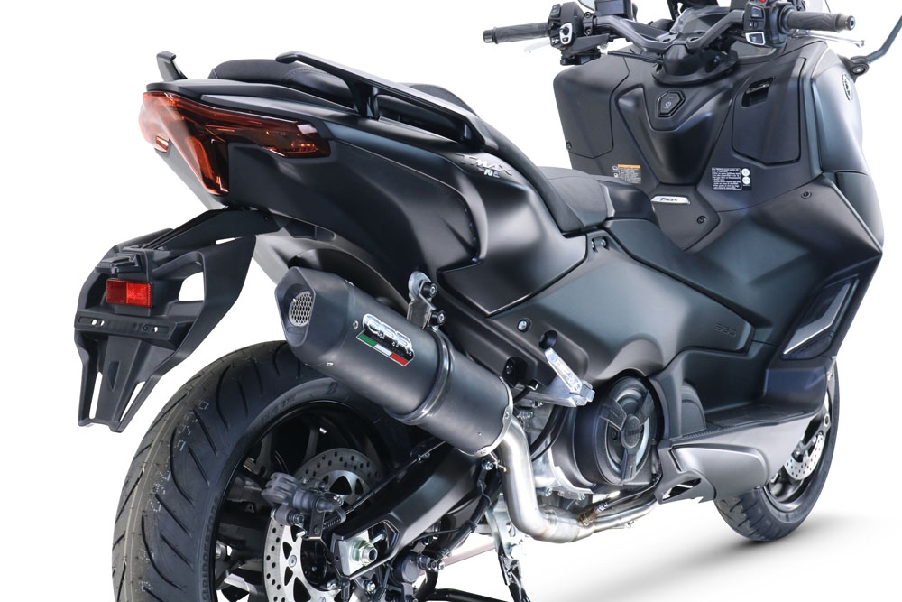GPR pot echappement compatible avec  Yamaha T-Max 560 2022-2024, Furore Evo4 Nero, Homologué et légal, système d'échappement complet avec catalyseur et db killer amovible 