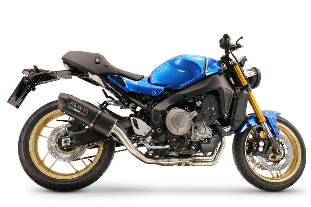Pot echappement compatible avec Yamaha XSR900 2022-2024, Furore Evo4 Nero, Homologué et légal, système d'échappement complet avec catalyseur et db killer amovible 