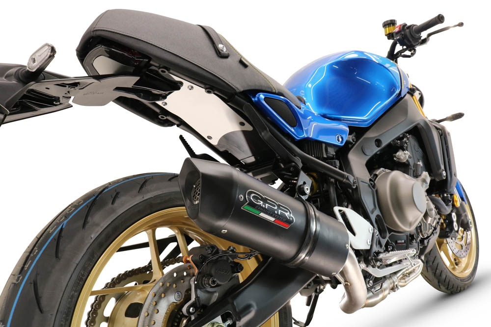 Pot echappement compatible avec Yamaha XSR900 2022-2024, Furore Evo4 Nero, Homologué et légal, système d'échappement complet avec catalyseur et db killer amovible 