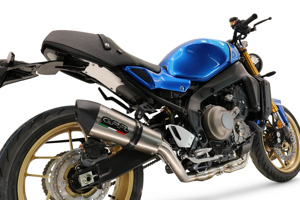 Pot echappement compatible avec Yamaha XSR900 2022-2024, GP Evo4 Titanium, Homologué et légal, système d'échappement complet avec catalyseur et db killer amovible 