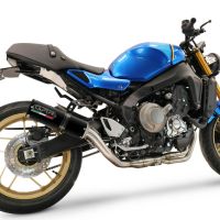 Pot echappement compatible avec Yamaha XSR900 2022-2024, M3 Black Titanium, Homologué et légal, système d'échappement complet avec catalyseur et db killer amovible 