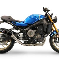 Pot echappement compatible avec Yamaha XSR900 2022-2024, M3 Black Titanium, Homologué et légal, système d'échappement complet avec catalyseur et db killer amovible 