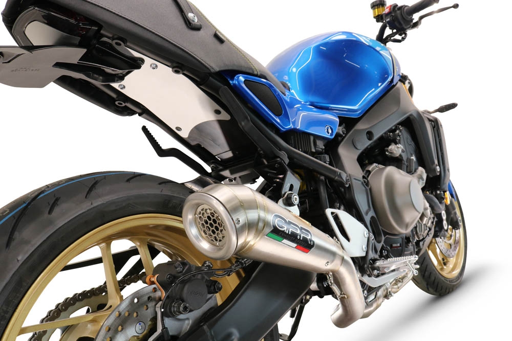 Pot echappement compatible avec Yamaha XSR900 2022-2024, Powercone Evo, Homologué et légal, système d'échappement complet avec catalyseur et db killer amovible 