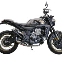 Pot echappement compatible avec Zontes 350 GK 2022-2024, Deeptone Inox, Pot d'échappement complet racing, compris de collecteur et db killer amovible, sans homologation 