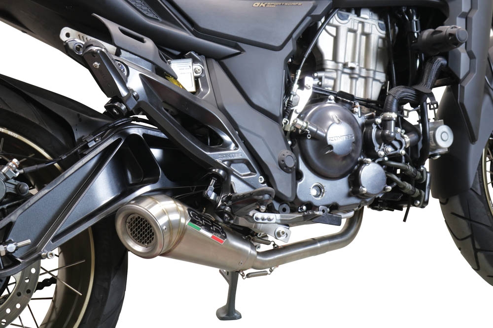 Pot echappement compatible avec Zontes 350 T2 ADV 2022-2024, Powercone Evo, Pot d'échappement complet racing, compris de collecteur et db killer amovible, sans homologation 