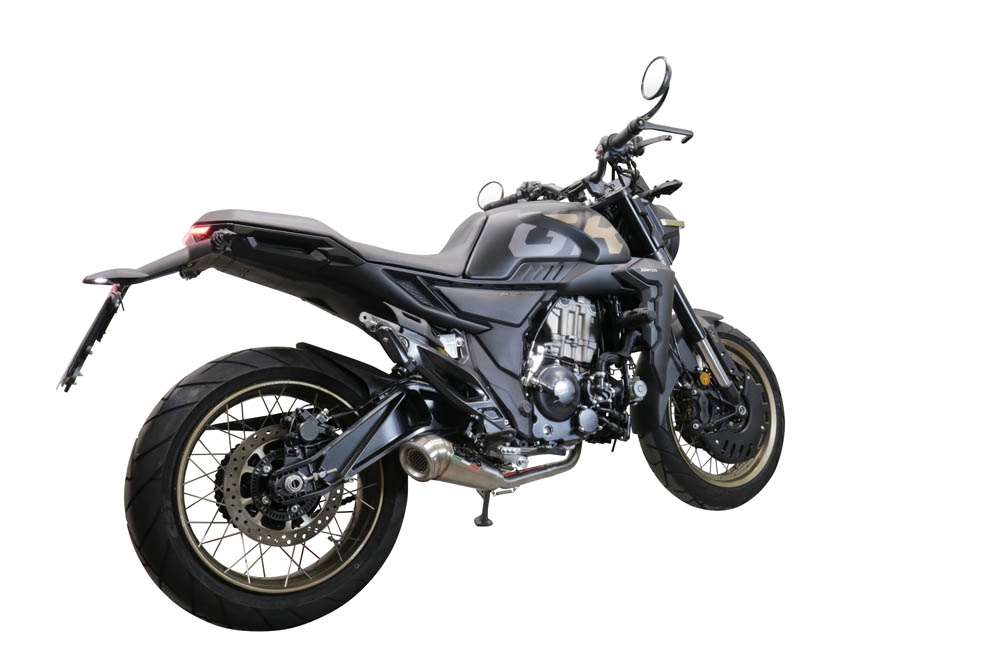 Pot echappement compatible avec Zontes 350 T2 ADV 2022-2024, Powercone Evo, Pot d'échappement complet racing, compris de collecteur et db killer amovible, sans homologation 