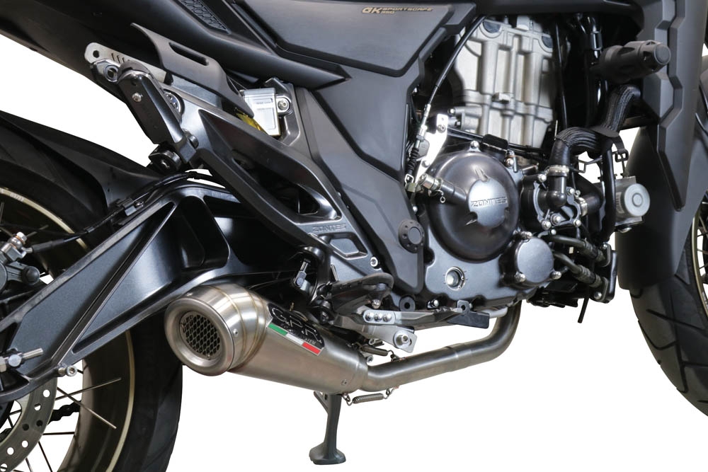 Pot echappement compatible avec Zontes 350 T2 ADV 2022-2024, Powercone Evo, Pot d'échappement complet racing, compris de collecteur et db killer amovible, sans homologation 