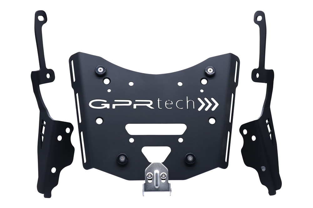 Top case en aluminium, couleur argent avec  porte-bagases y plaque spécifique Top-case GPR TECH compatible avec  Zontes E 350 2023/2024