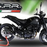 GPR pot echappement compatible avec  Benelli Leoncino 500 Trail 2017-2024, New Grand Prix Evo Black Titanium, Échappement légal, homologué,silencieux avec db killer amovible et tuyau de liaison spécifique 