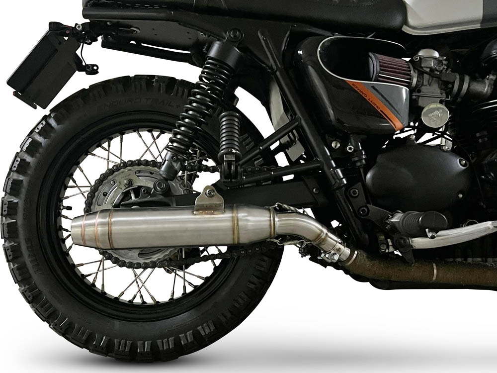 Pot echappement compatible avec Triumph BONNEVILLE T100 2001-2014, Deeptone Inox, Paire de pot d'échappement homologuées, livrées avec db killer amovible, catalyseurs et raccords spécifiques 