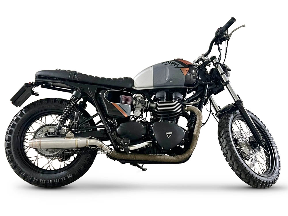 Pot echappement compatible avec Triumph BONNEVILLE T100 2001-2014, Deeptone Inox, Paire de pot d'échappement homologuées, livrées avec db killer amovible, catalyseurs et raccords spécifiques 