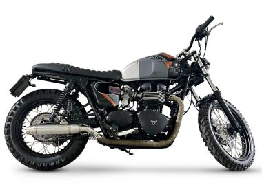 Pot echappement compatible avec Triumph BONNEVILLE T100 2001-2014, Deeptone Inox, Paire de pot d'échappement homologuées, livrées avec db killer amovible et raccords spécifiques 