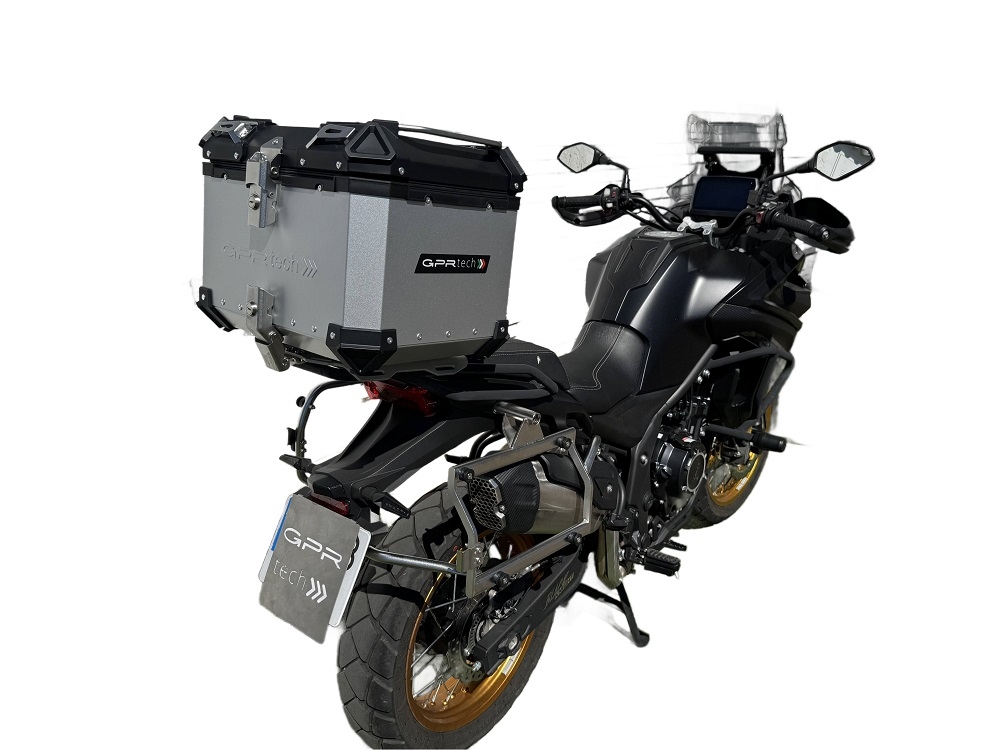 Top case GPR TECH compatible with  Voge 525DSX 2023/2025 e5 Top Case Alpitech en aluminium, couleur argent avec plaque spécifique incluse Capacité Litres 35