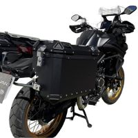 GPR TECH compatible with  Voge 525DSX 2023/2025 e5 Paire de valises latérales en aluminium avec côté droit profilé, couleur noire avec support de valise spécifique Capacité 38 LT. + 32 LT.