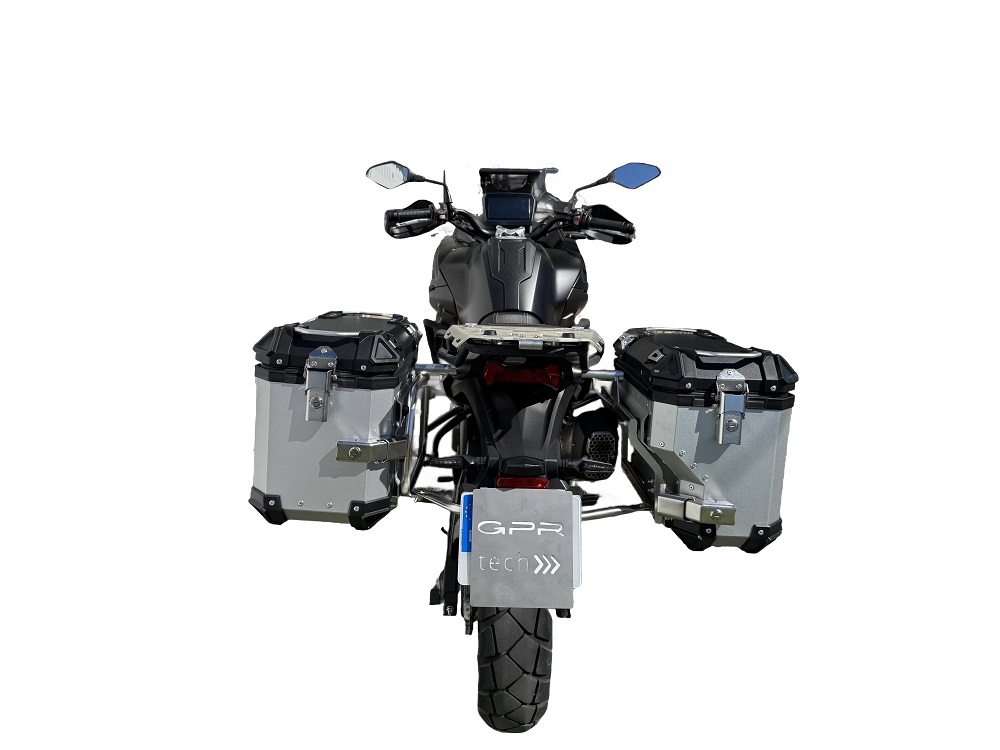 GPR TECH compatible with  Voge 525DSX 2023/2025 e5 Paire de valises latérales en aluminium avec côté droit profilé, couleur argent avec support de valise spécifique Capacité 38 LT. + 32 LT.