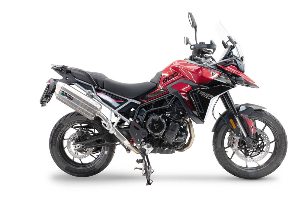 Pot echappement compatible avec Triumph Tiger 900 GT / Pro / Rally Pro 2024-2025, Hyper Sonic Titanium, Échappement légal, homologué,silencieux avec db killer amovible et tuyau de liaison spécifique 