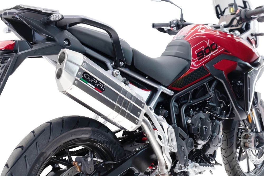 Pot echappement compatible avec Triumph Tiger 900 GT / Pro / Rally Pro 2024-2025, Hyper Sonic Titanium, Échappement légal, homologué,silencieux avec db killer amovible et tuyau de liaison spécifique 