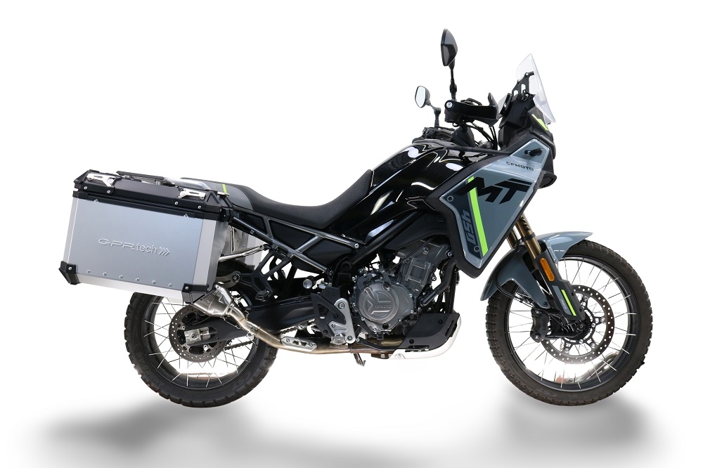 GPR TECH compatible with  Cf Moto 650 Mt 2019/2020 e4 Paire de valises latérales en aluminium avec couleur argent avec support de valise spécifique Capacité 38 LT. + 38 LT.