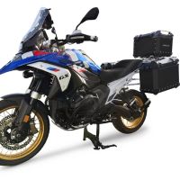 GPR TECH compatible with  Bmw R 1300 GS 2023/2025 Kit triptyque réalisé en couleur noire, avec Top case 45 Lt + Valises latérales 38 Lt + 38 Lt + support de porte-bagages général Capacité du top case 45 Litres + capacité des valises latérales 38 Litres + 