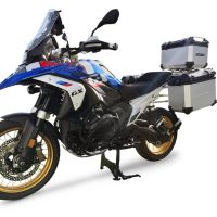 GPR TECH compatible with  Bmw R 1300 GS 2023/2025 Kit triptyque réalisé en couleur argent, avec Top case 45 Lt + Valises latéral couleur noirees 38 Lt + 38 Lt + support de porte-bagages général couleur noire Capacité du top case 45 Litres + capacité des v