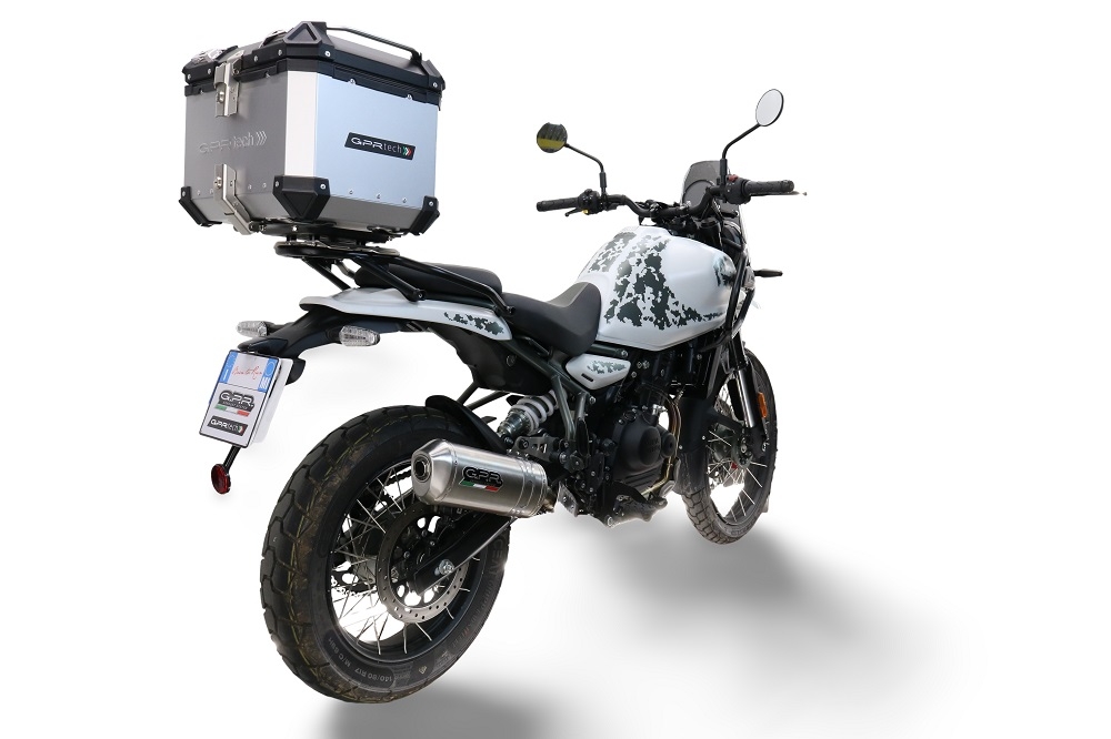 Top case GPR TECH compatible with  Royal Enfield Himalayan 450 2024/2025 e5 Plus Top Case Alpitech en aluminium, couleur argent avec plaque spécifique incluse Capacité Litres 35
