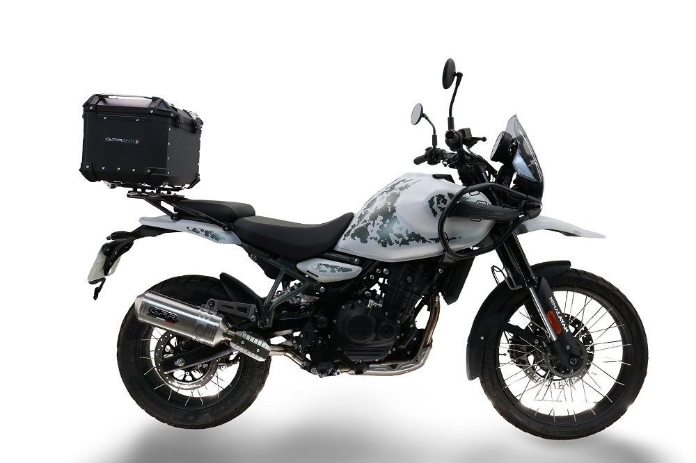 Top case GPR TECH compatible with  Royal Enfield Himalayan 450 2024/2025 e5 Plus Top Case Alpitech en aluminium, couleur noire avec plaque spécifique incluse Capacité Litres 35