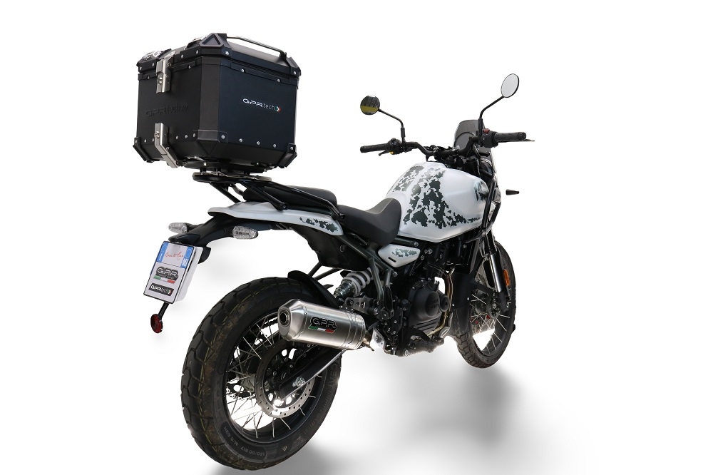 Top case GPR TECH compatible with  Royal Enfield Himalayan 450 2024/2025 e5 Plus Top Case Alpitech en aluminium, couleur noire avec plaque spécifique incluse Capacité Litres 35