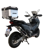 Top case GPR TECH compatible with  Sym ADX TG 400 2024/2026 e5 Plus Top Case Alpitech en aluminium, couleur argent avec plaque spécifique incluse Capacité Litres 35