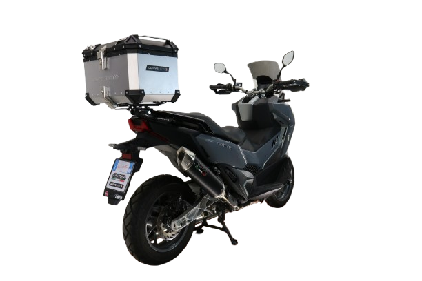 Top case GPR TECH compatible with  Sym ADX TG 400 2024/2026 e5 Plus Top Case Alpitech en aluminium, couleur argent avec plaque spécifique incluse Capacité Litres 45