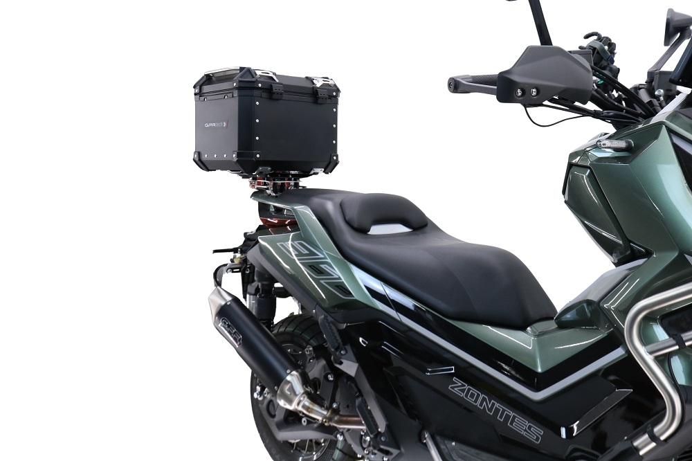 Top case GPR TECH compatible with  Zontes 368 G 2025/2026 Top Case Alpitech en aluminium, couleur argent avec  porte-bagases y plaque spécifique Capacité Litres 35