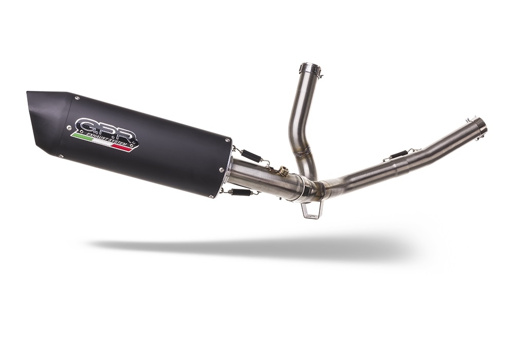 Pot echappement compatible avec Suzuki V-Strom 650 2021-2025, Furore Evo4 Nero, Pot échappement homologué et légal, silencieux avec mi-collecteur, db killer amovible et catalyseur 