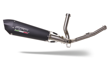 Pot echappement compatible avec Suzuki V-Strom 650 2021-2025, GP Evo4 Black Titanium, Pot échappement homologué et légal, silencieux avec mi-collecteur, db killer amovible et catalyseur 