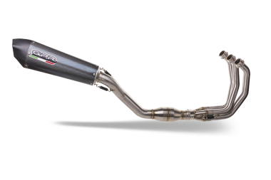 Pot echappement compatible avec Yamaha Tracer 9 GT 2021-2024, GP Evo4 Poppy, Homologué et légal, système d'échappement complet avec catalyseur et db killer amovible 