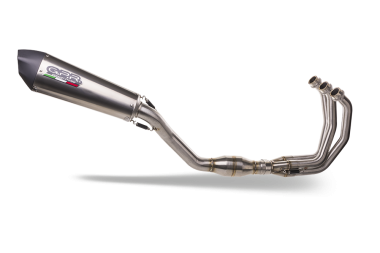 Pot echappement compatible avec Yamaha Tracer 9 2021-2024, Gpe Ann. titanium, Pot d'échappement complet racing, compris de collecteur et db killer amovible, sans homologation 