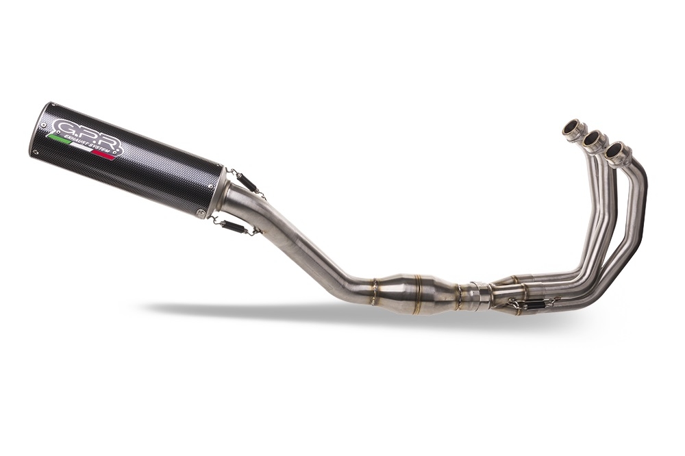 Pot echappement compatible avec Yamaha Tracer 9 2021-2024, M3 Poppy , Homologué et légal, système d'échappement complet avec catalyseur et db killer amovible 