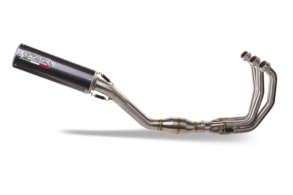 Pot echappement compatible avec Yamaha Tracer 9 2021-2024, M3 Poppy , Homologué et légal, système d'échappement complet avec catalyseur et db killer amovible 