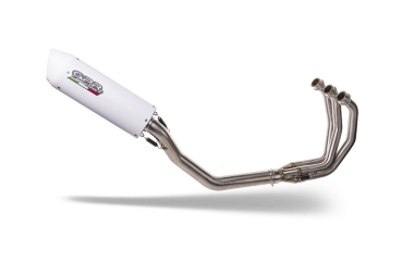 Pot echappement compatible avec Yamaha Mt-09 Tracer 900 2015-2016, Albus Ceramic, Homologué et légal, système d'échappement complet, avec db killer amovible 
