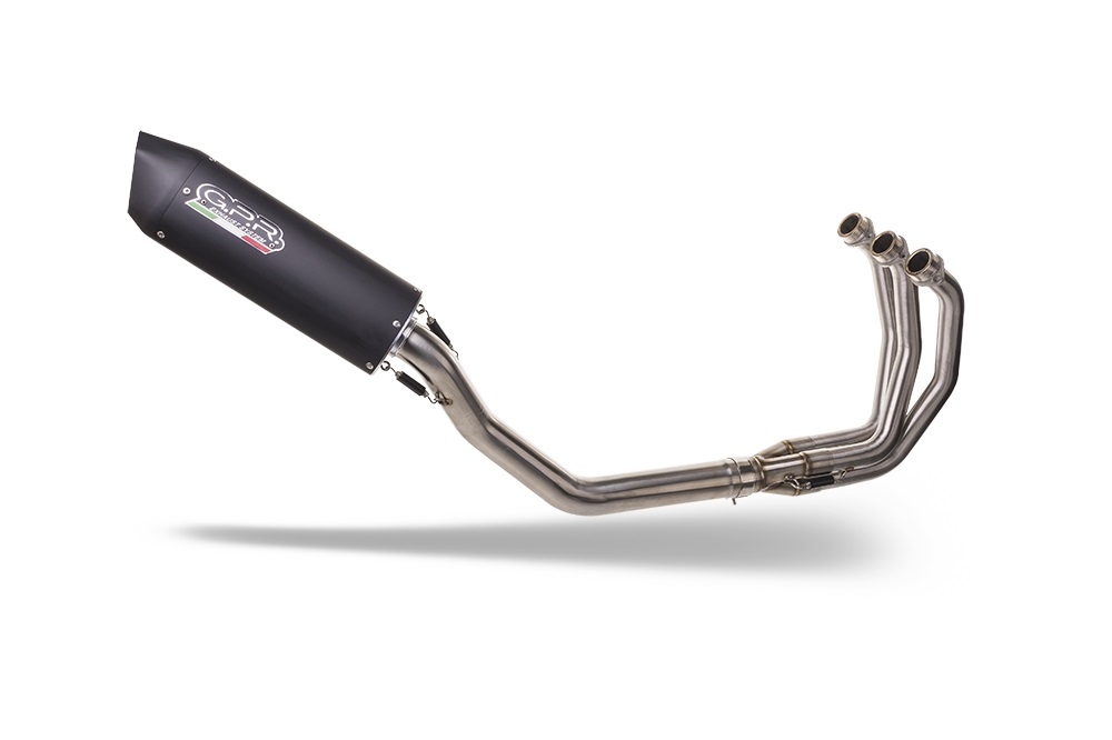 Pot echappement compatible avec Triumph Daytona 660 2023-2025, Furore Evo4 Nero, Homologué et légal, système d'échappement complet avec catalyseur et db killer amovible 